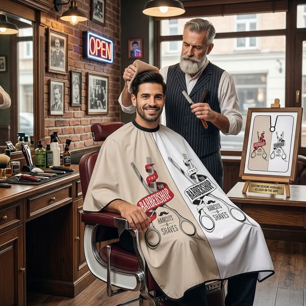 Barbermantel för en stor hårsalong