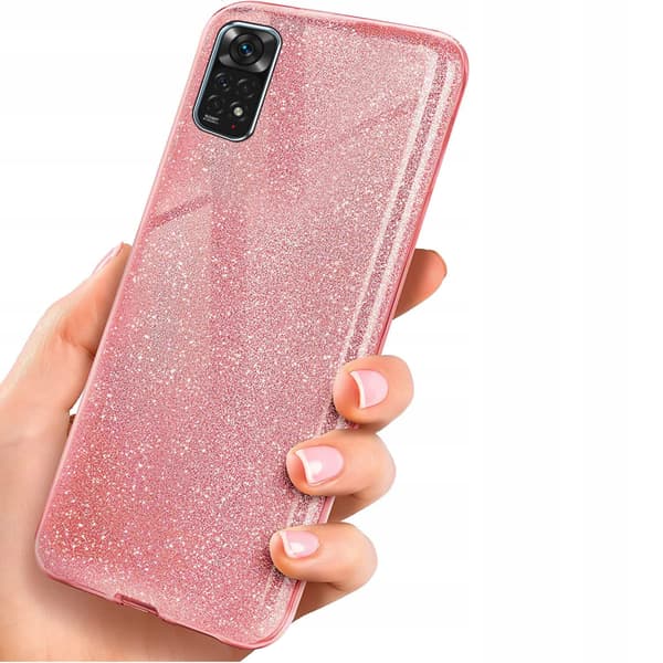 GLITTERFODRAL ROSA GLITTER SHINE FÖR Redmi Note 11 11s + GLAS