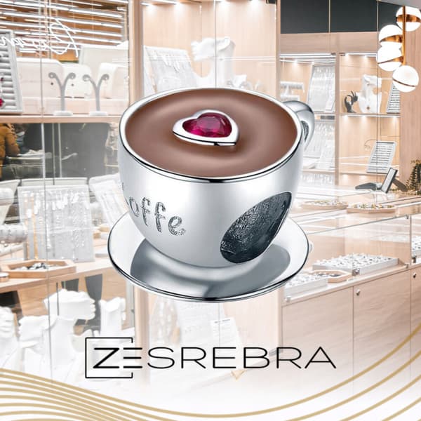 Kaffeberlocker silver 925 kaffekopp pärla hänge berlock silver 925