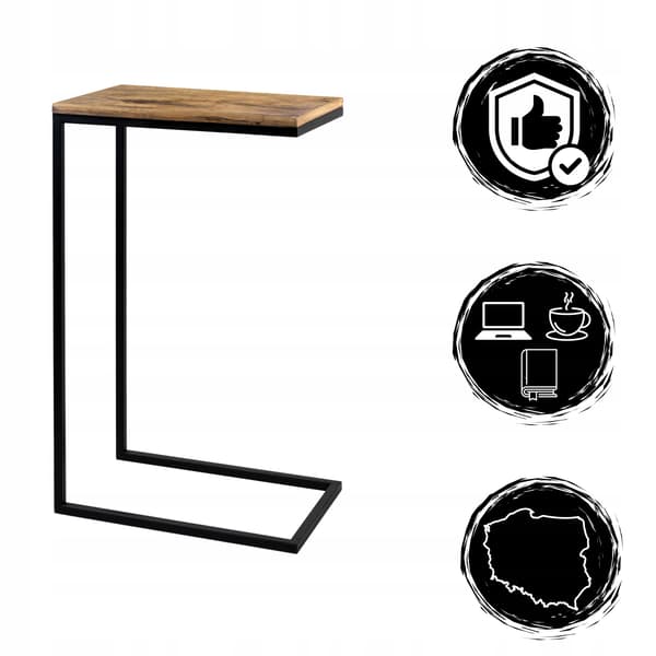 Laptopbord Side Kaffe Nat Loft Sort Træ Ovn