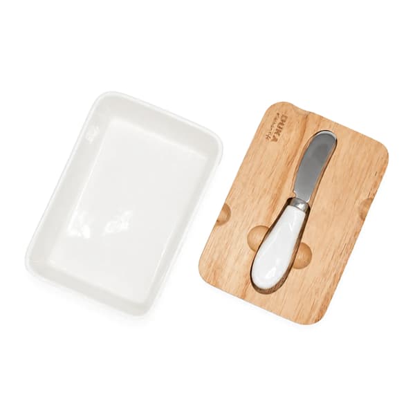 Smörkorg med kniv WAREWOOD vit DUKA