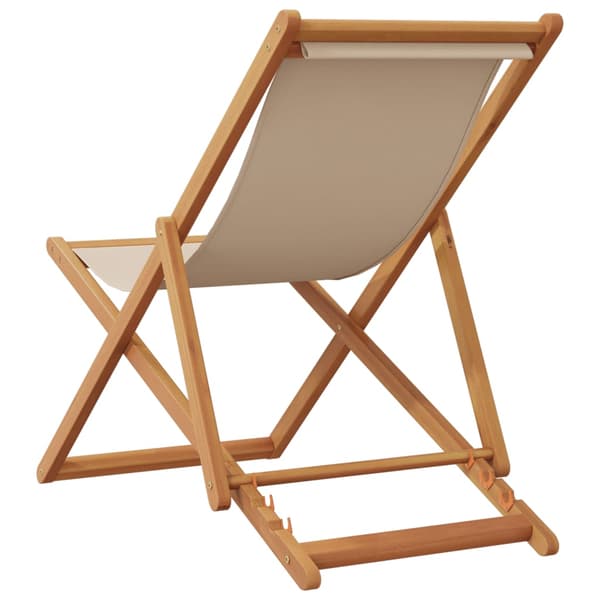 vidaXL foldbar strandstol beige eukalyptustræ og stof