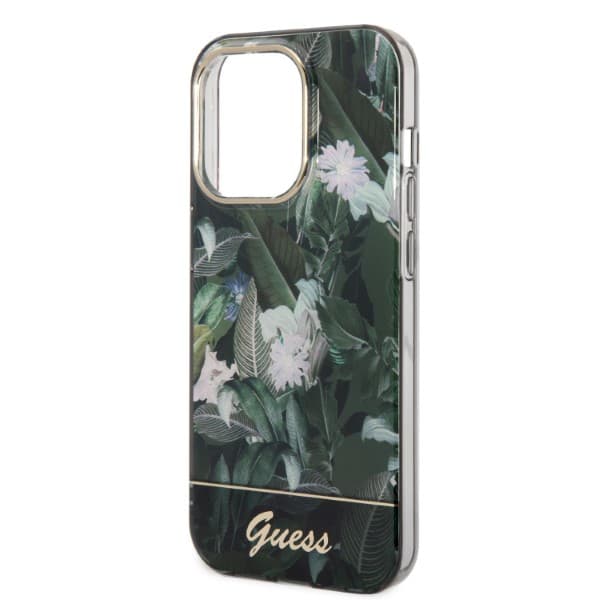 Guess Jungle Collection-etui til iPhone 14 Pro Max, grøn