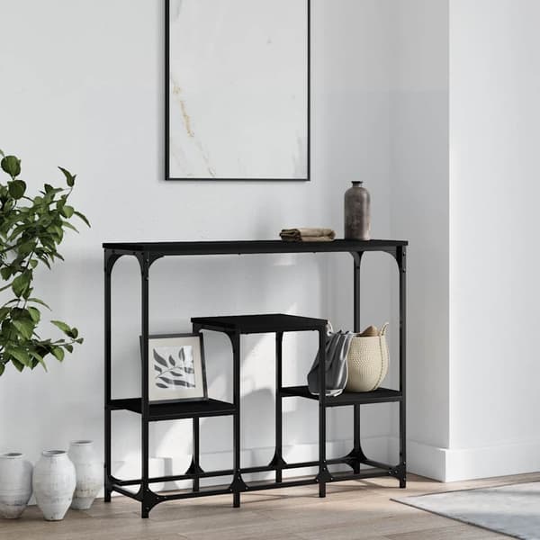 vidaXL konsolbord, sort, 89,5x28x76cm, træbaseret materiale