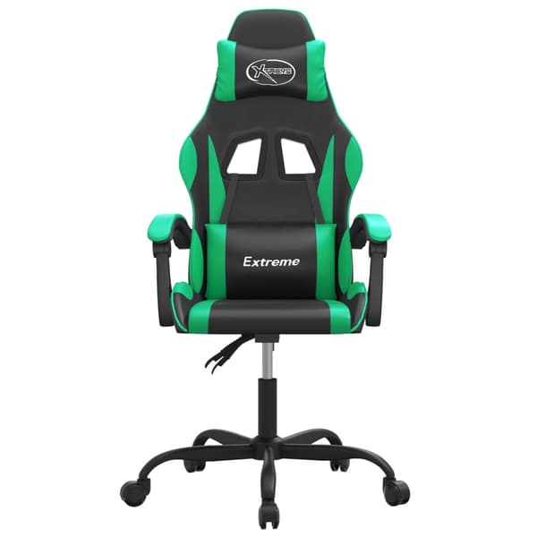 vidaXL gamingstol, sort og grøn, kunstlæder