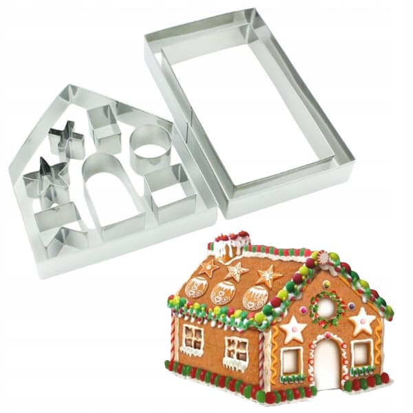 Julpepparkaksformar med julkrubba, hus, set x 10