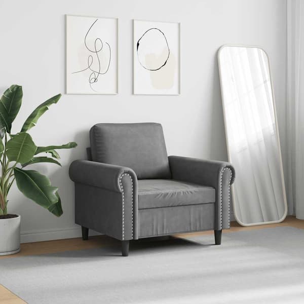 vidaXL Fåtölj, mörkgrå, 60 cm, klädd i sammet