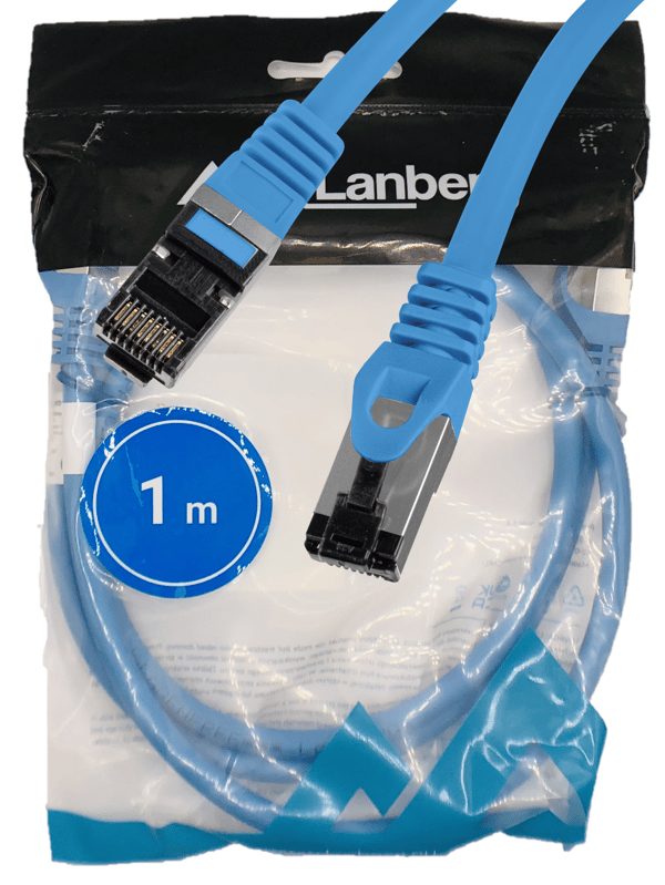 Blåt SFTP RJ45 Cat.8.1 LAN-kabel.