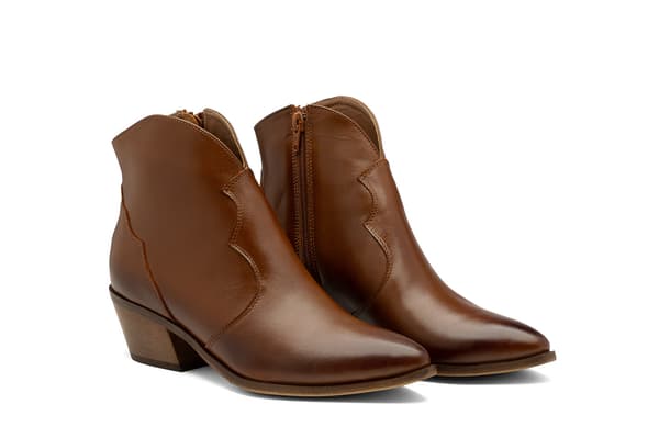 Lædercowboystøvler med lynlås, brun 41