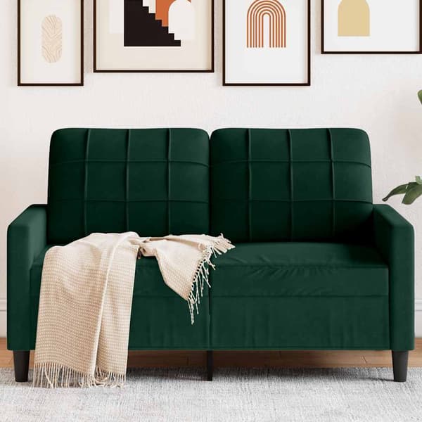 vidaXL 2-sitssoffa mörkgrön 120 cm klädd i sammet