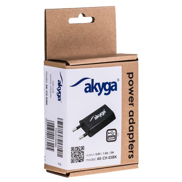 Akyga AK-CH-03BK 240V 1A Universal USB-oplader til telefoner