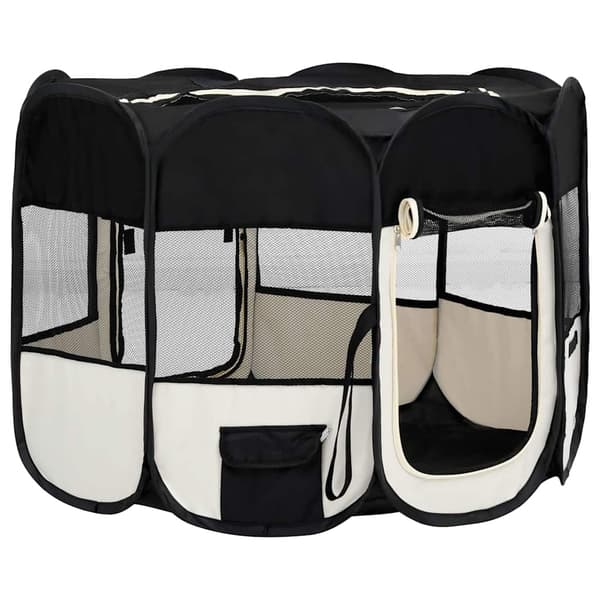 vidaXL foldbart hundebur med bærepose sort 90x90x58 cm