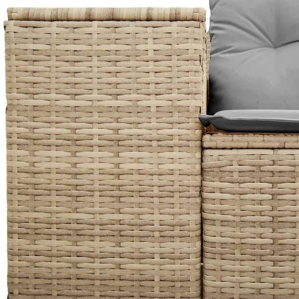 vidaXL Trädgårdssoffa med kuddar, 2-sits, beige, polyrotting