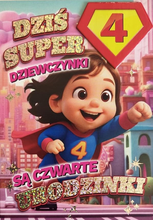 Fødselsdagskort 4. pige - Superheltinde