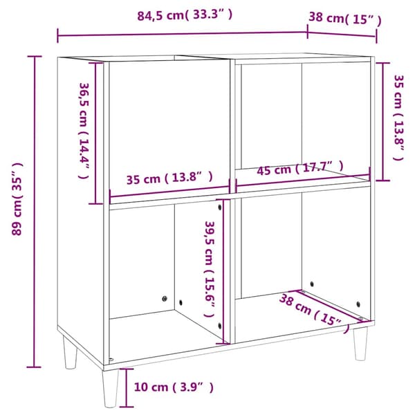 vidaXL pladeskab sort 84,5 x 38 x 89 cm træbaseret materiale