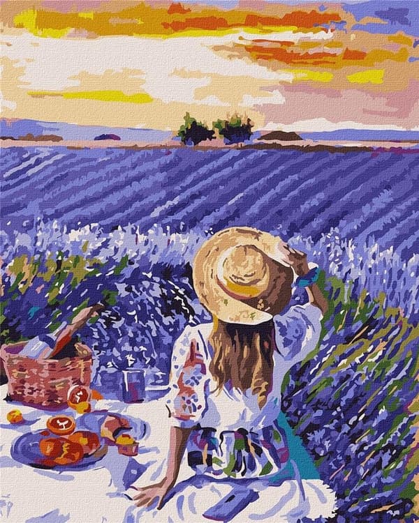 Maleri efter tal - Lavendel Picnic 40x50cm