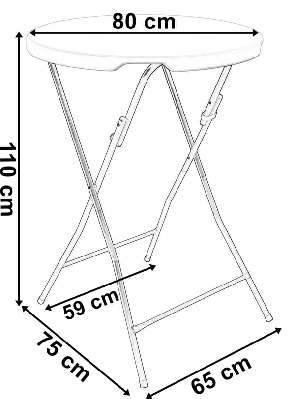 Hopfällbart cateringbord GALA 80 cm svart