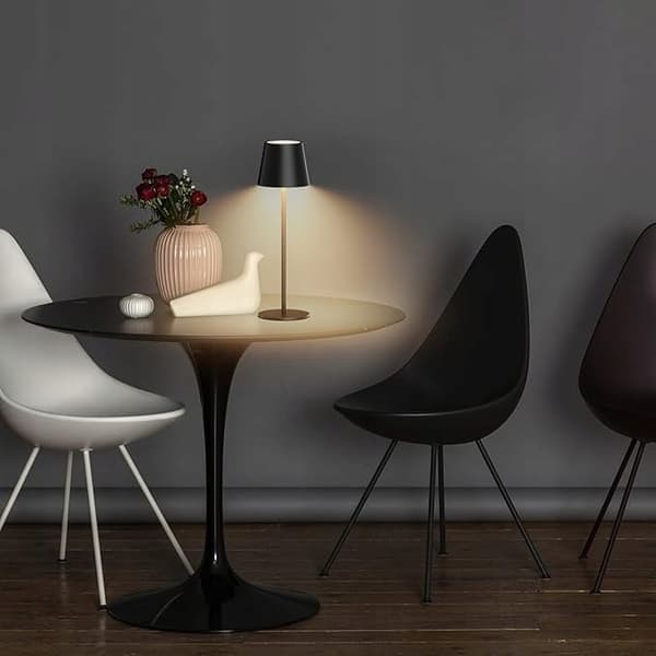 Ledningsløse bordlamper med batteri, dæmpbare, IP54, 2 stk. sorte