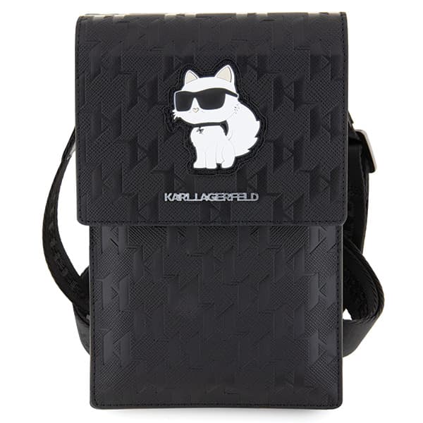 Karl Lagerfeld Saffiano Monogram Choupette Håndtaske, Sort