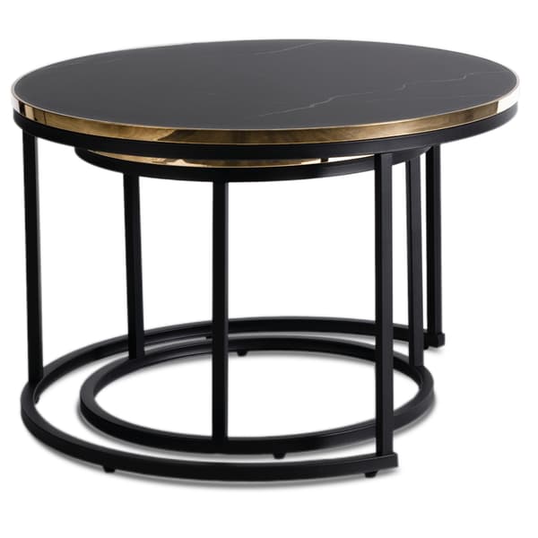 ARON sofabordsæt 70 cm/50 cm sort marmor glamour