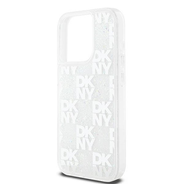 DKNY Liquid Glitter Multilogo-cover til iPhone 15 Pro, hvid