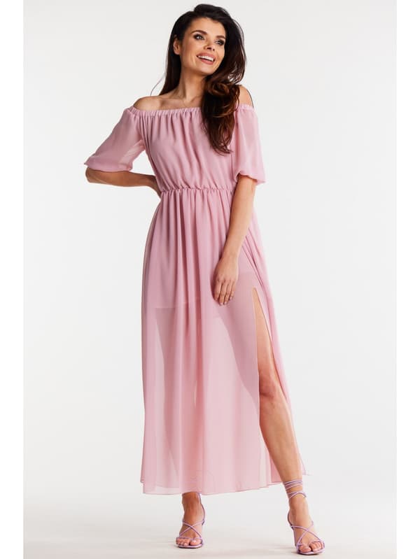 Maxiklänning, spansk stil, puderrosa, S/M