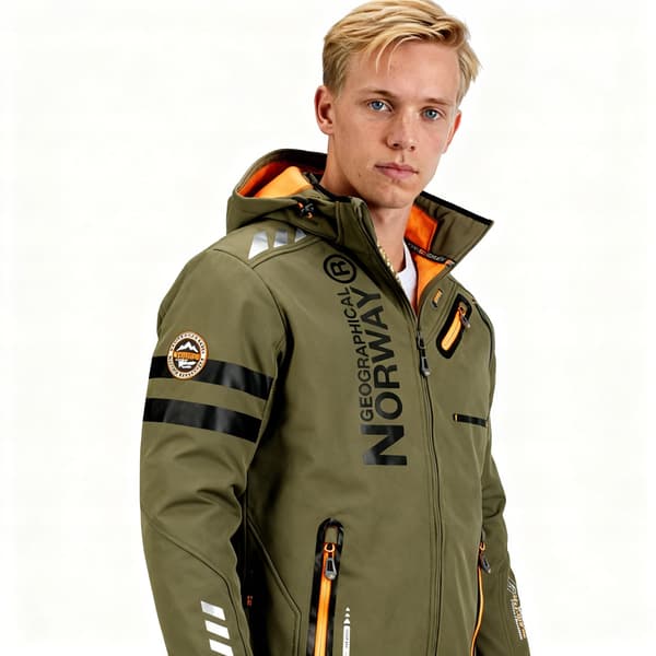 Geographical Norway Softshell herr khaki och orange S