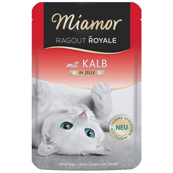 Miamor Royale med grönkål - våtfoder med kalvkött i gelé 100g
