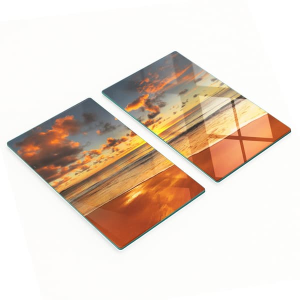 Dekorative serveringsbrætter i glas til snacks, strandsol, 2x30x52 cm