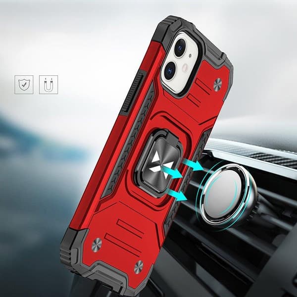 Armeret cover til iPhone 14 Plus magnetisk holder Ring Armor rød