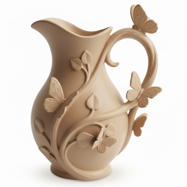 Moderne beige sommerfuglevase til blomster, elegant design