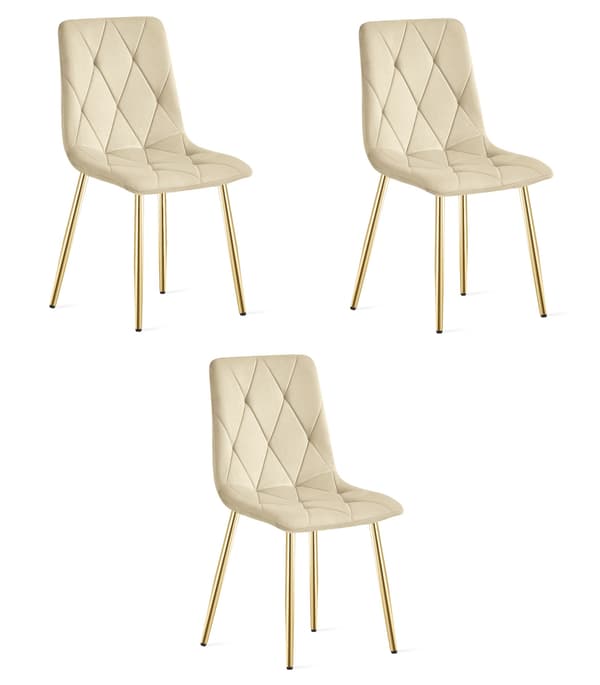 LIBRA stol - lys beige fløjl / guldben x 3