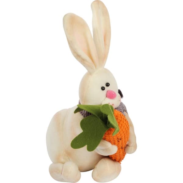 Pluschpåskehare med gulerod 37 cm - staldekorationsfigur