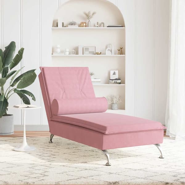 vidaXL Hierontadivaani rullalla, pinkki, sametti