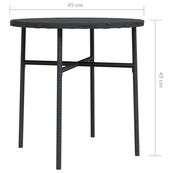 vidaXL tebord, sort, 45 cm, polyrattan