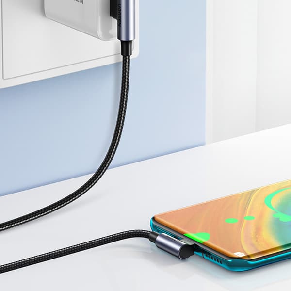 Vinklet USB-C - USB 2.0 480Mb/s 3A 3m sort kabel