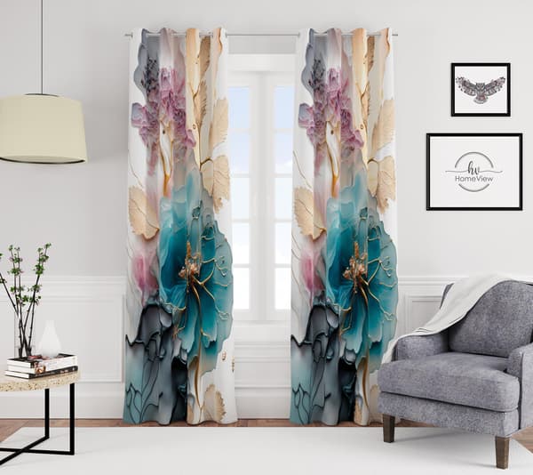 Gardin med snørehuller print 138
