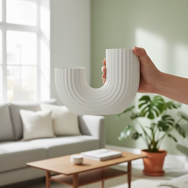 Modern minimalistisk vit vas i U-form med elegant form