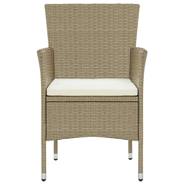 vidaXL Trädgårdsstolar, set om 4, polyrotting, beige