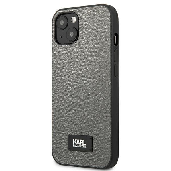Karl Lagerfeld Saffiano Plaque-etui til iPhone 13, sølv