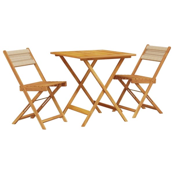 vidaXL 3-delat bistroset, beige polypropylenträ