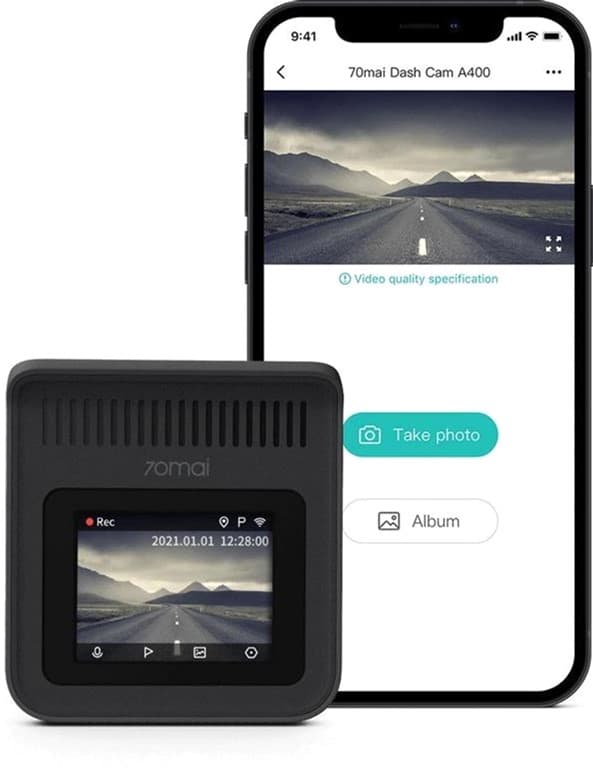 70mai A400 Dash Cam Grå + Backkamera RC09 (MIDRIVE A400 Grå + RC09)