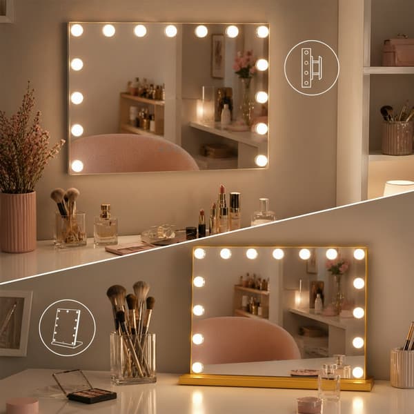 Hollywood sminkspegel 58x48 LED guld