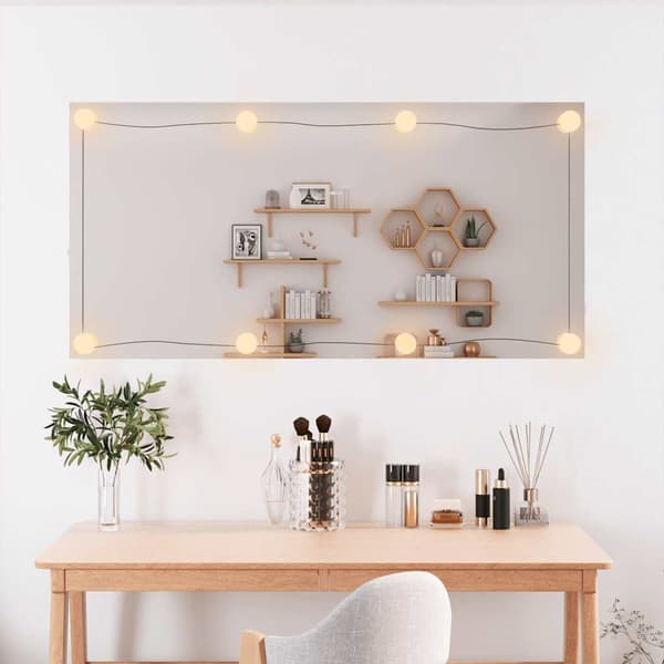 vidaXL Väggspegel med LED, 50x100 cm, Glas, Rektangulär
