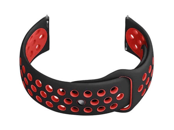 Gummirem til smartwatch U11 - sort/rød - 20mm