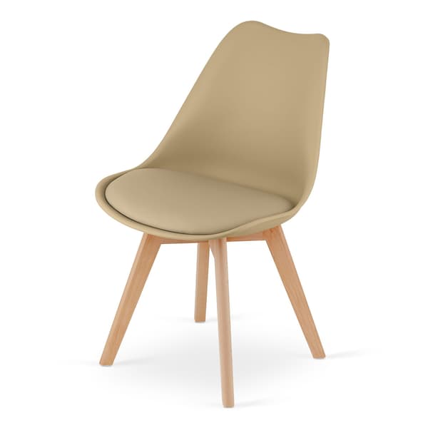 MARK stol - mørk beige / naturlige ben x 4