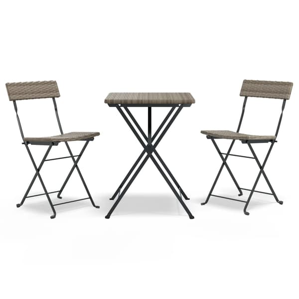 vidaXL 3-delt bistrosæt, grå, polyrattan