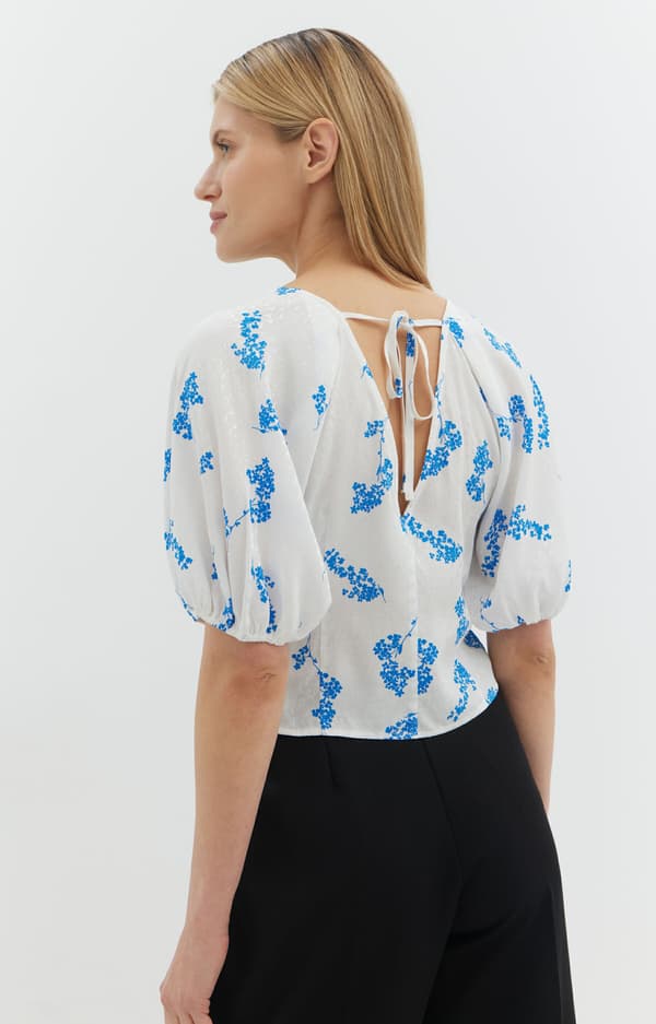 Jacquardblus med tryck 38