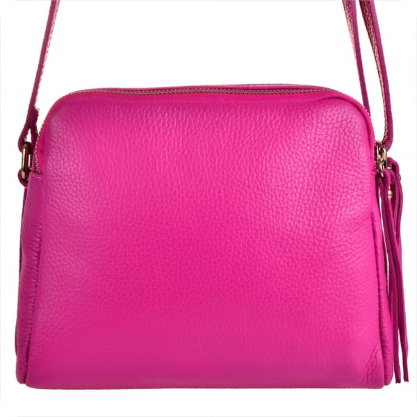 Modern damväska i läder, M, fuchsia rosa