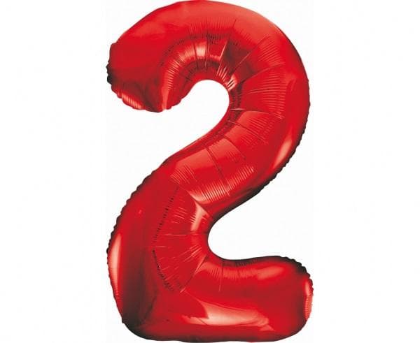 B&C folieballon nummer 2 rød 85 cm